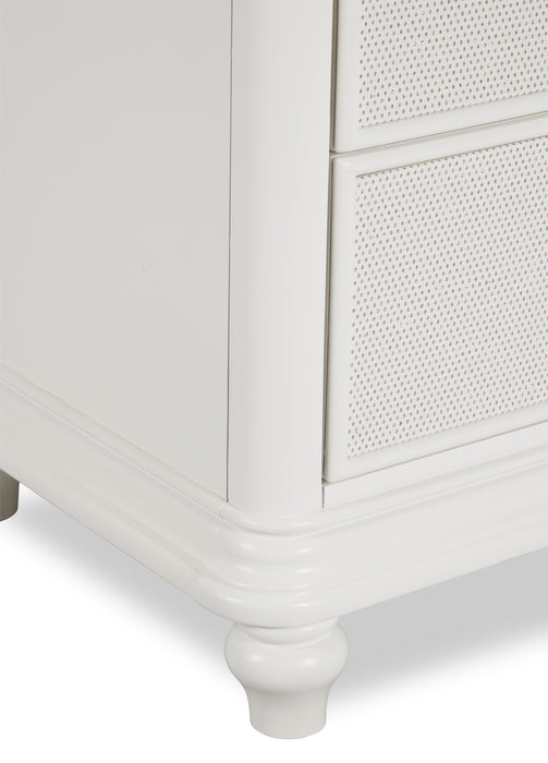 Ava Bedside 2-Drawer Nightstand with LED Light, 32.5\"W x 28\"H, Glam - White