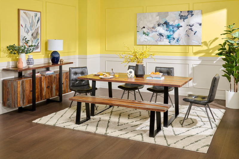 Bowery Dining Server with Storage & Shelf, Sheesham Wood, Metal, 69\"W - Brown