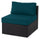 Barbados Armless Outdoor Patio Chair - Hand-Woven Resin Wicker, UV & Weather Resistant - Black/Blue
