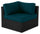 Barbados Corner Outdoor Patio Chair - Hand-Woven Resin Wicker, UV & Weather Resistant - Black/Blue