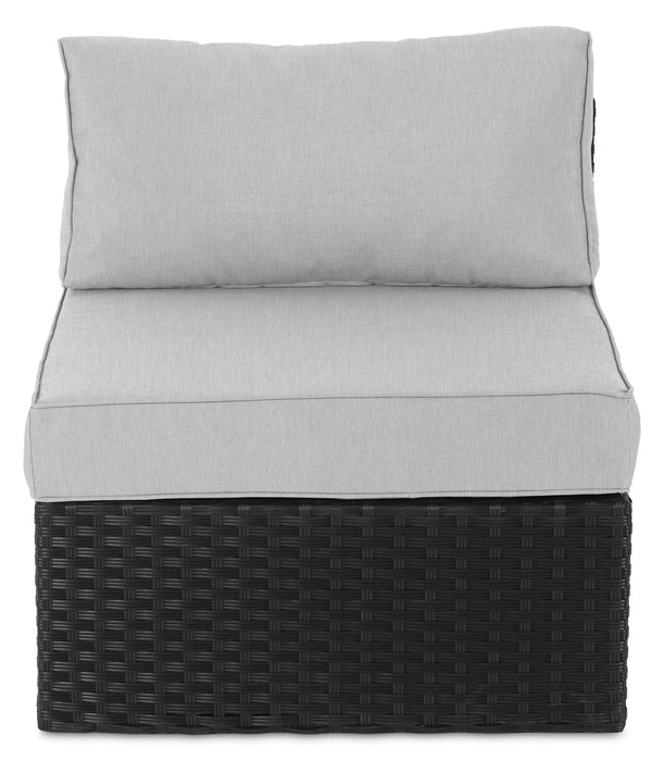 Barbados Armless Outdoor Patio Chair - Hand-Woven Resin Wicker, UV & Weather Resistant - Black/Grey