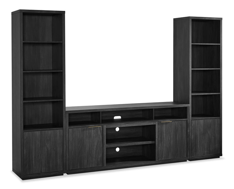 Brenner 104\" 3 Piece Entertainment Center with Storage for TVs Up To 60\" – Charcoal 