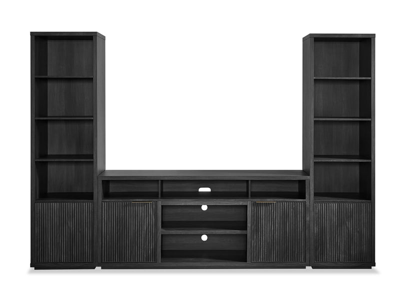 Brenner 104\" 3 Piece Entertainment Center with Storage for TVs Up To 60\" – Charcoal 