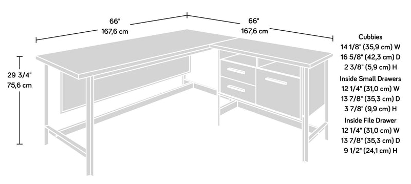 Briarbrook 65.98\" Commercial Grade L-Shaped Computer Office Desk with 3-Drawers - Brown