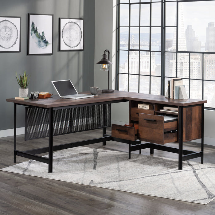 Briarbrook 65.98\" Commercial Grade L-Shaped Computer Office Desk with 3-Drawers - Brown