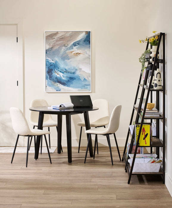 Joss Dining Chair with Polyester Fabric, Metal - White