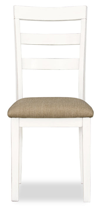Bryn 3pc Dining Package with 42\" Drop-Leaf Table & 2 Chairs, Fabric -Two-Tone White & Brown