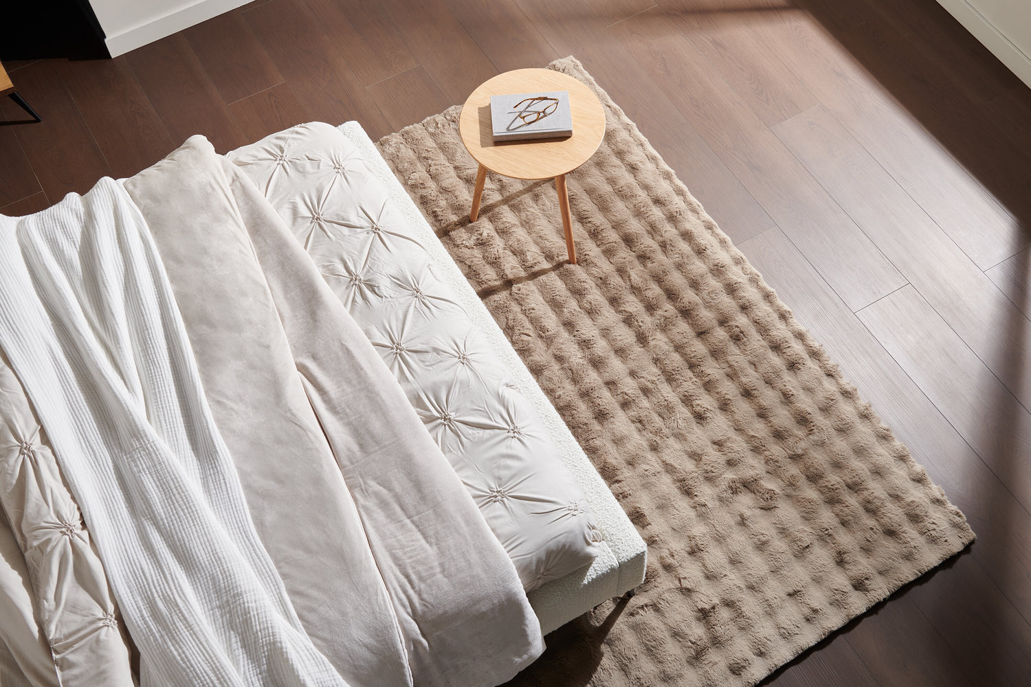 Dream Step Area Rug Dream Step Memory Foam Bubble Taupe Faux Fur Area Rug - 5' x 7' - The Brick