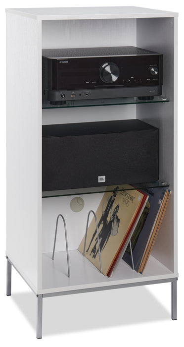 Cade 20.75\" Modern Audio Stand with Storage and Cable Management  - Whitewash