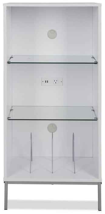 Cade 20.75\" Modern Audio Stand with Storage and Cable Management  - Whitewash