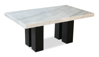 Cami Dining Table with Genuine Marble Top, 70"W - White | Table de salle à manger Cami de 70 po (L) avec dessus en marbre véritable - blanche