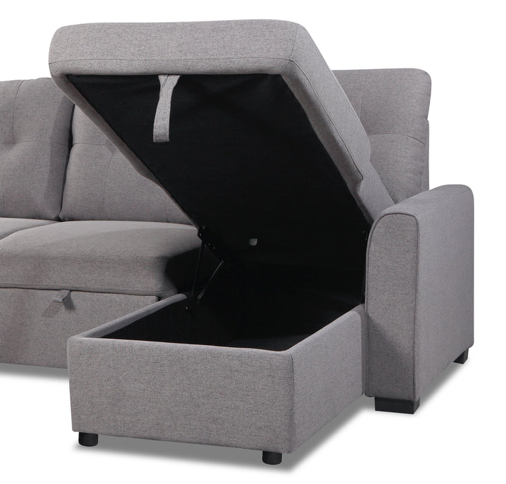 Carter 2-Piece Right-Facing Linen-Look Fabric Sleeper Sectional with Storage Chaise - Solis Grey