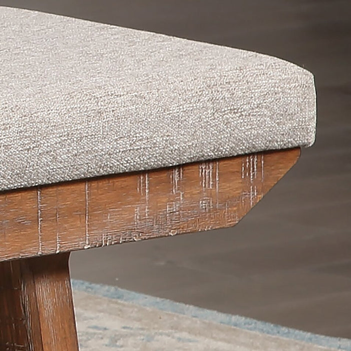 Cedar Dining Bench with Polyester Fabric, Pine Wood, Trestle-Base, 60\"W - Brown