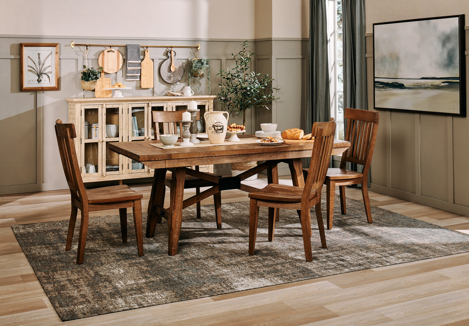 Cedar Dining Chair, Pine Wood, Slat Back Brown The Brick