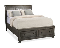 Chelsea Platform Storage Bed with Headboard & Frame, Grey - Queen Size 