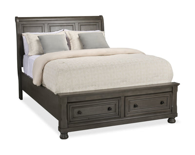 Chelsea Platform Storage Bed with Headboard & Frame, Grey - Queen Size | Lit plateforme de rangement Chelsea gris avec tête de lit et cadre de lit - format grand lit
