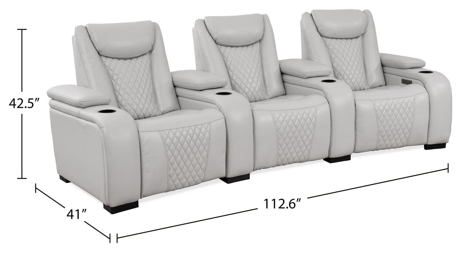Cinema Leather-Look Fabric Power Reclining Home Theatre