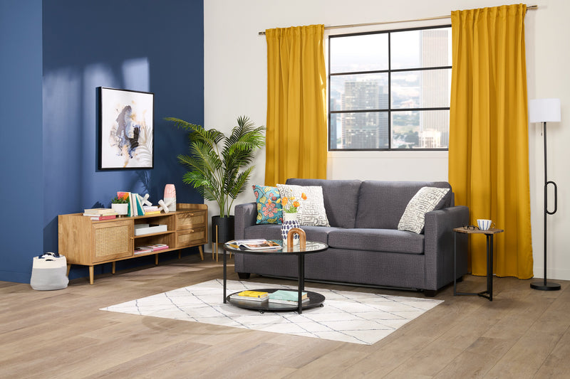 Cleo 15.7\" Chairside Table - Brown with Black Metal Legs