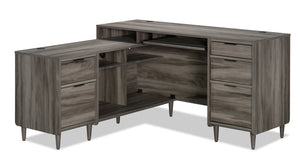 Clifford Place Commercial Grade L-Shaped Desk - Jet Acacia|Bureau en forme de L Clifford Place de calibre commercial - acacia de jais