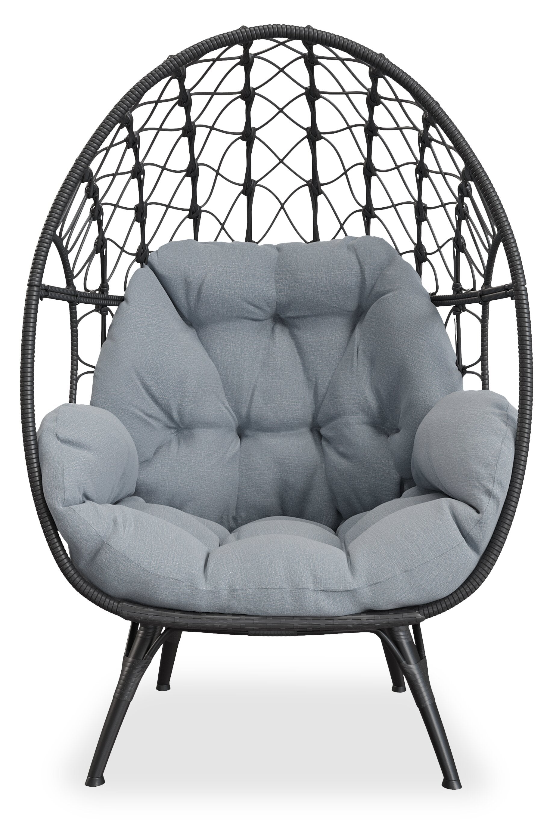 black and grey egg chair