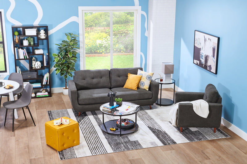 Cosmo 34\" Fabric Chair with Tufted Back Cushion - Charcoal