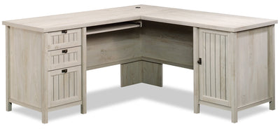 Costa 65.12" Commercial Grade L-Shaped Office Desk with 3-Drawers & Cabinet - Chalked Chestnut|Bureau en forme de L Costa de 65,12 po de qualité commerciale à 3 tiroirs avec armoire - marron blanchi
