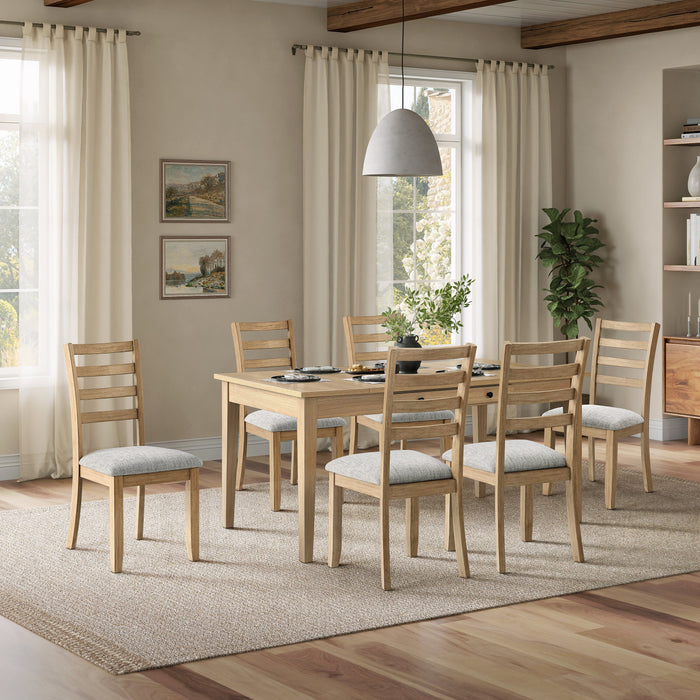 Cove Dining Table with Storage Drawers, Melamine, 66\"W - Natural/Grey