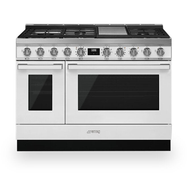 Smeg Portofino 6 Cu. Ft. Double Oven Dual Fuel Range - CPF48UGMWH
