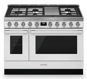 Smeg Portofino 6 Cu. Ft. Double Oven Dual Fuel Range - CPF48UGMWH