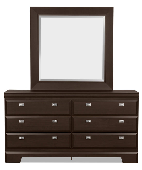 Yorkdale 5pc Bedroom Set with 12-Drawer Storage Bed, Dresser & Mirror, Brown - Full Size