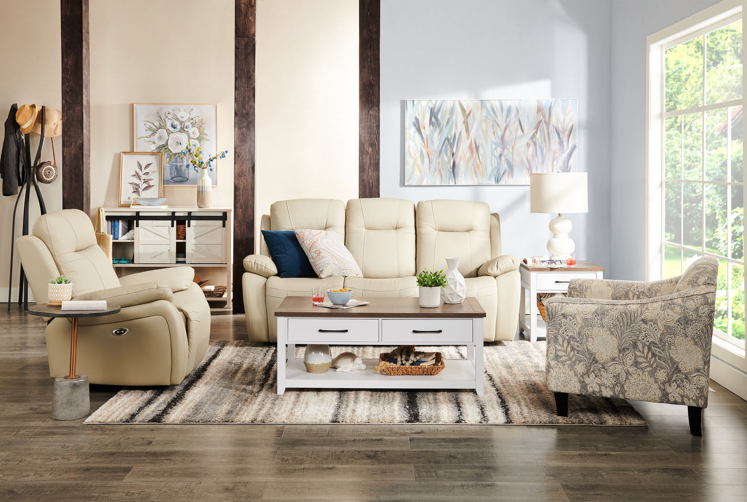 Kora Genuine Leather Power Recliner Beige The Brick