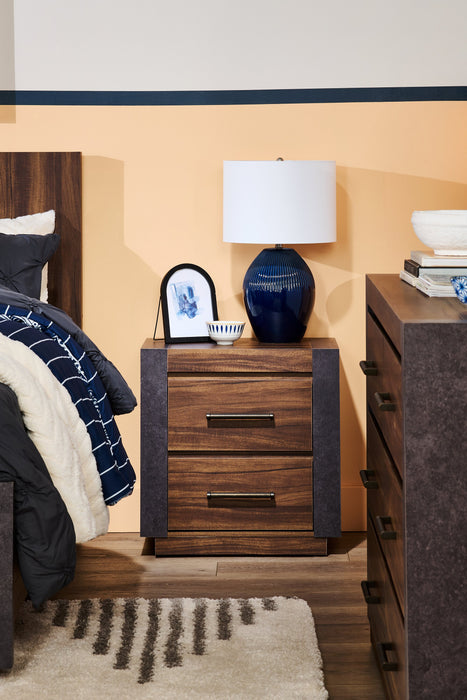 Scott Living Dante Bedside 2-Drawer Nightstand, 24\"W x 24.3\"H - Brown