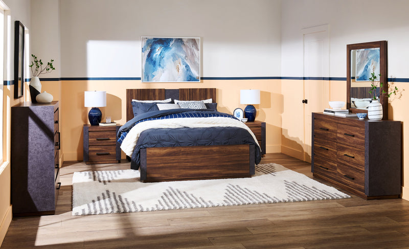 Scott Living Dante Bedside 2-Drawer Nightstand, 24\"W x 24.3\"H - Brown