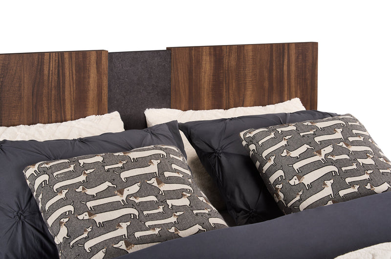 Scott Living Dante Panel Bed with Headboard & Frame, Brown - Queen Size