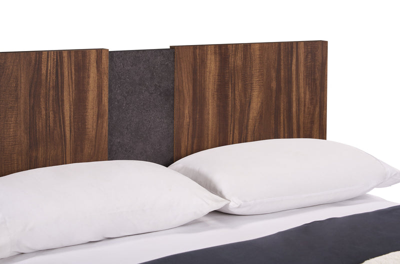 Scott Living Dante Panel Bed with Headboard & Frame, Brown - Queen Size