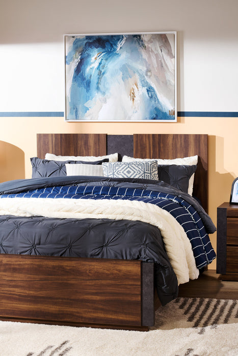 Scott Living Dante Panel Bed with Headboard & Frame, Brown - Queen Size