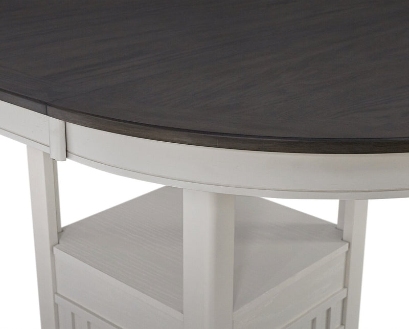 Dena 5pc Counter-Height Dining Set with Table & Chairs, 42-60\"W Extension, Round  - Dove Grey