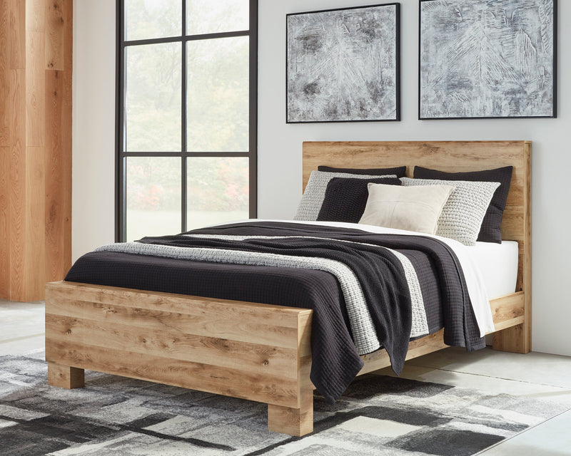 Derekson 6pc Bedroom Set with Panel Bed, Dresser, Mirror & Nightstand, Natural - King Size