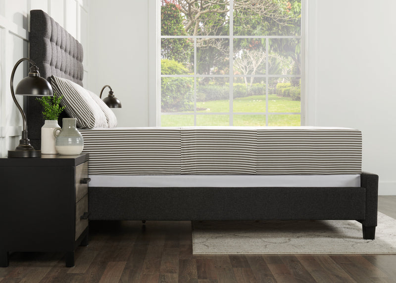 Striped 4-Piece King Cotton Sheet Set - Dark Grey