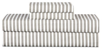Striped 3-Piece Twin Cotton Sheet Set - Dark Grey 