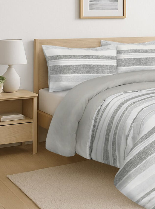 Dodger 3-Piece King Comforter Set – Grey and White