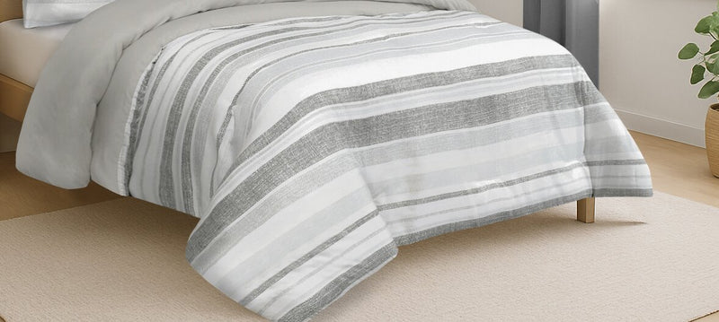 Dodger 3-Piece King Comforter Set – Grey and White