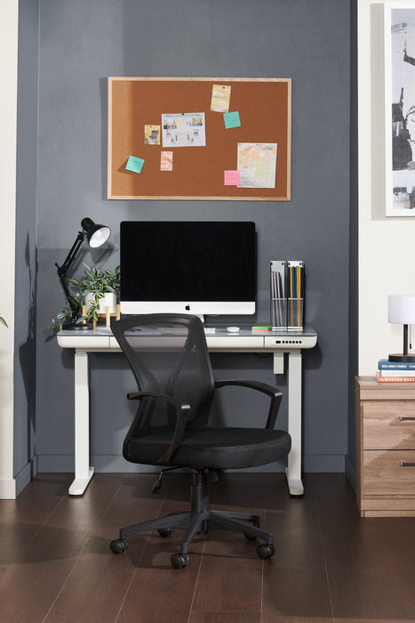 Metro 47.24” Height-Adjustable Office Desk with Storage and USB Ports - White