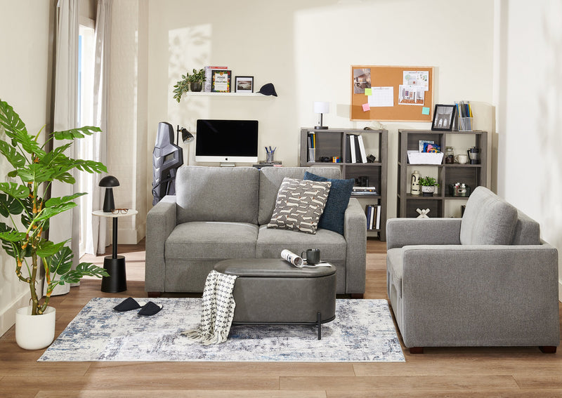 Drift 66.5\" Linen-Look Fabric Sleeper Sofa with Track Arms - Grey