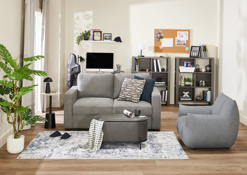Drift 66.5\" Linen-Look Fabric Sleeper Sofa with Track Arms - Grey