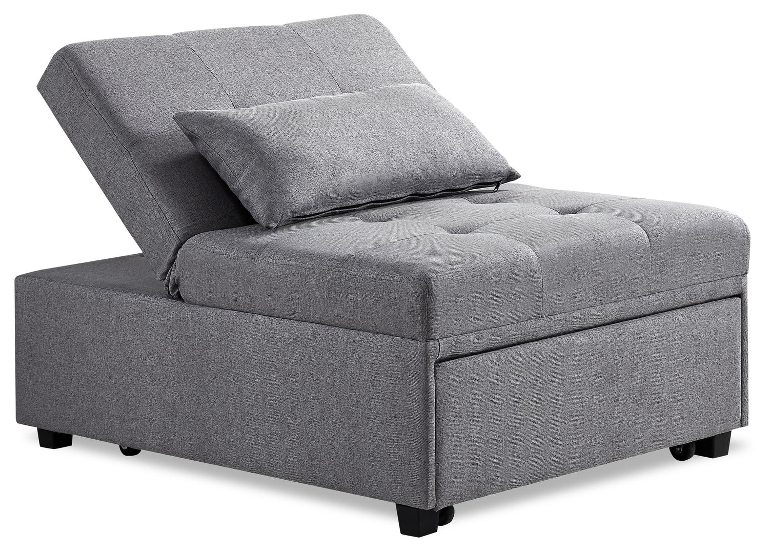 Dune Fabric Convertible Sleeper Chair with Tufted Cushions