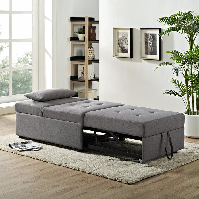 Dune 43.75\" Fabric Convertible Sleeper Chair with Tufted Cushions - Grey
