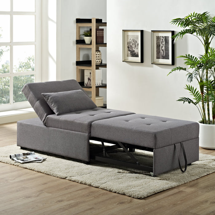 Dune 43.75\" Fabric Convertible Sleeper Chair with Tufted Cushions - Grey