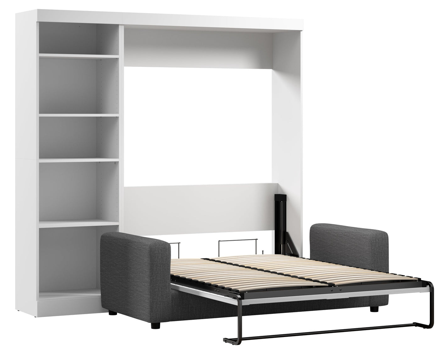 Bestar Pur 5 Shelf Full Murphy Bed with Sofa White The Brick