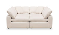 Eclipse Modular 4-Piece Linen-Look Fabric Pit Sofa Sectional with Reversible Feather Down Cushions - Linen White 